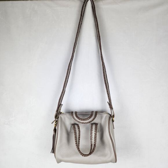 Soul Carrier Whipstitch Southwestern Ranch Leather Satchel Taupe Gray Crossbody - Picture 2 of 11